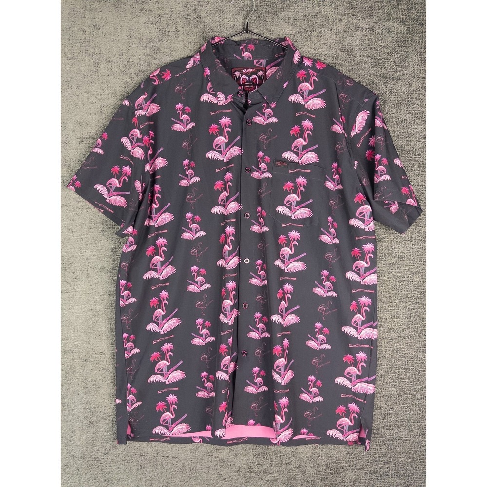 Retro Rifle Da Flamingo Shirt Mens 2XL Printed Button Up Short Sleeve Vacations